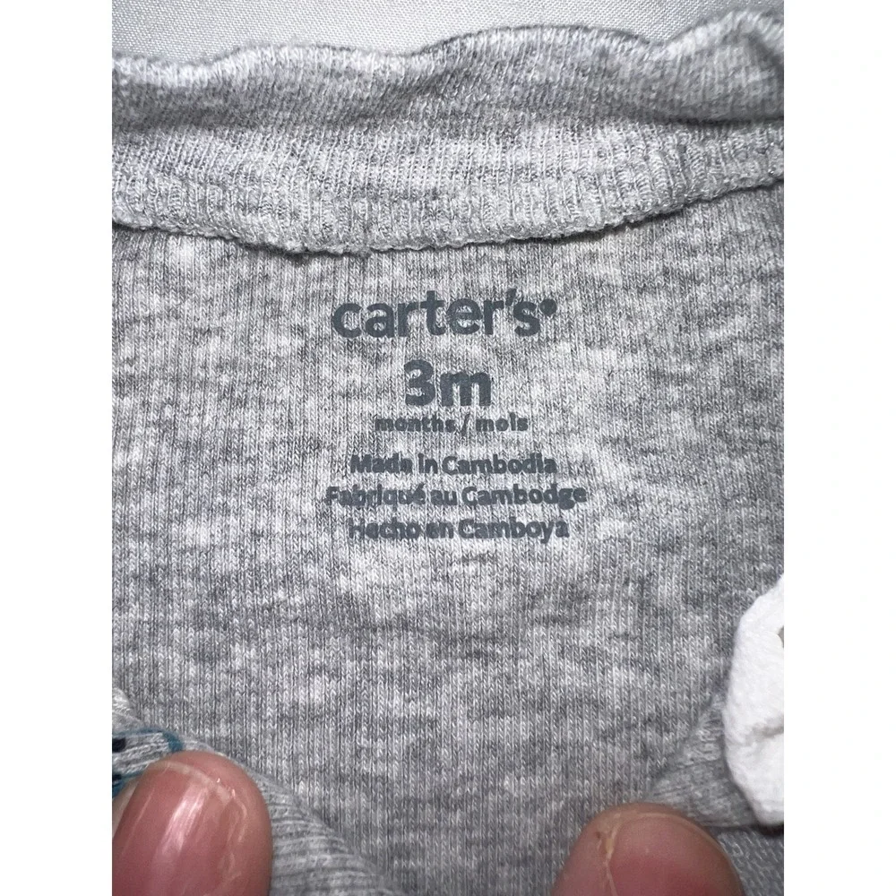 Carter's Baby  Unisex Gray Ribbed Transportation Footie Pajamas Zip‎ Sleeper